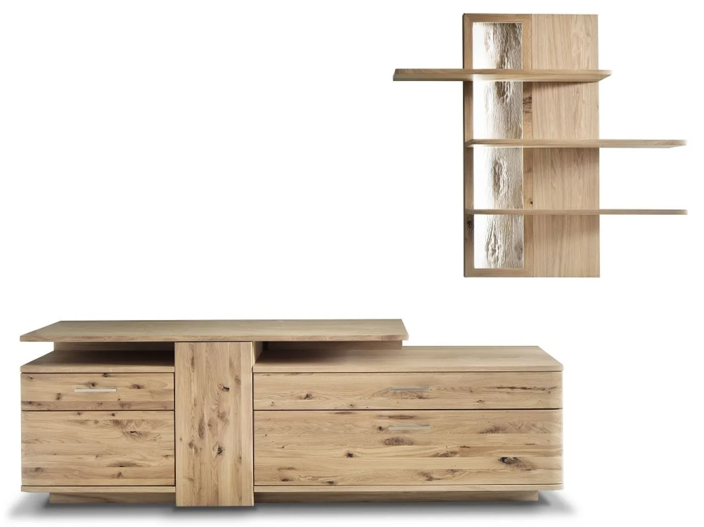 Wohnwand Wohnkombination Santori | Eiche Bianco | 2-teilig