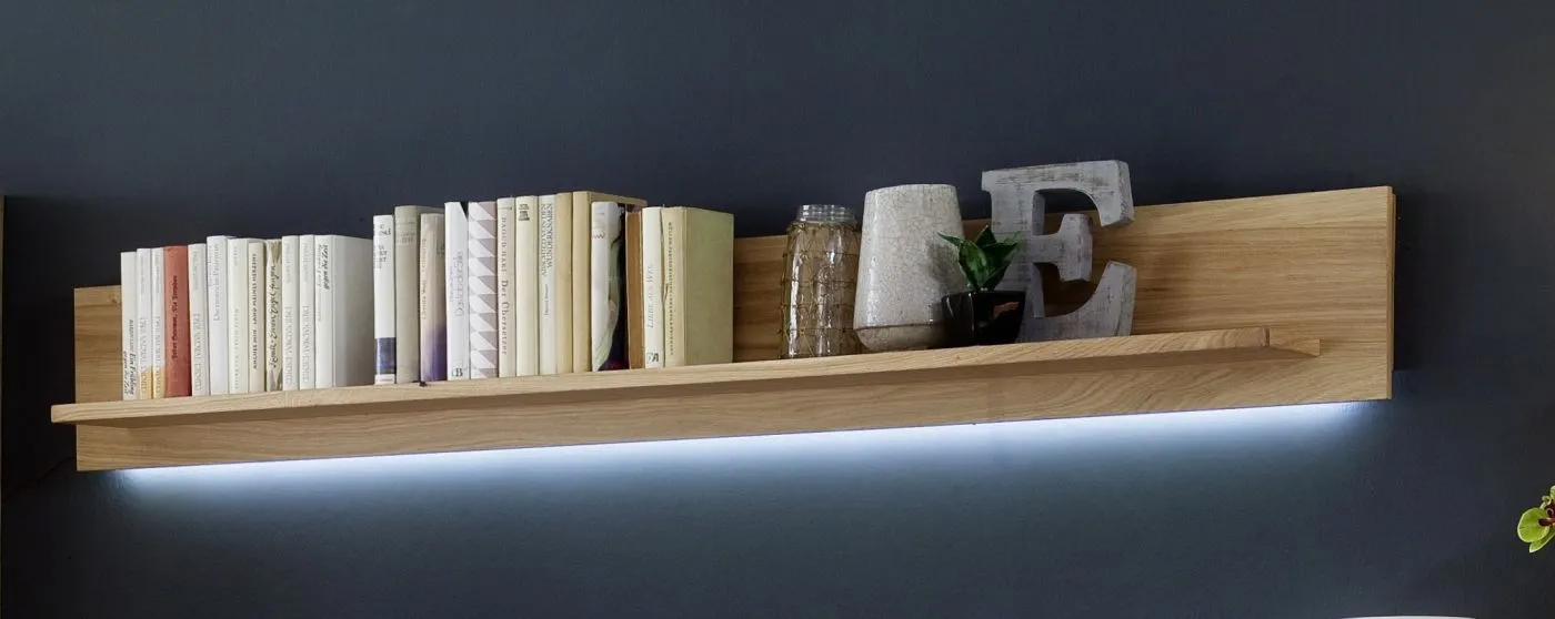 Wohnwand Wohnkombination Santori | Eiche Bianco | 4-teilig | LED 4