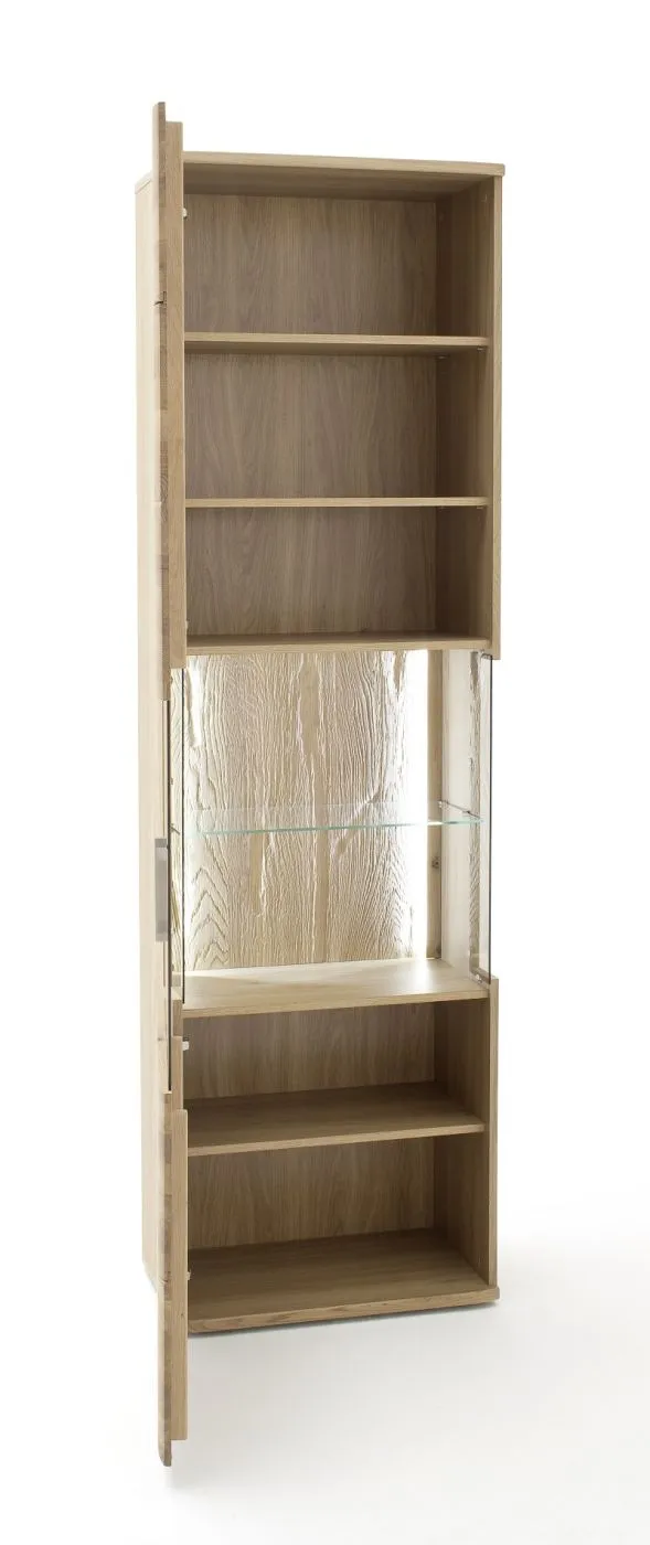 Wohnwand Wohnkombination Santori | Eiche Bianco | 4-teilig | LED Beleuchtung