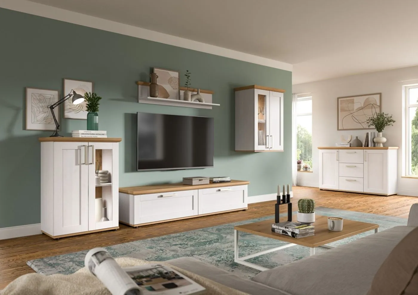 Wohnwand Wohnkombination Verona 3 | 4-teilig | Sibiu Lärche