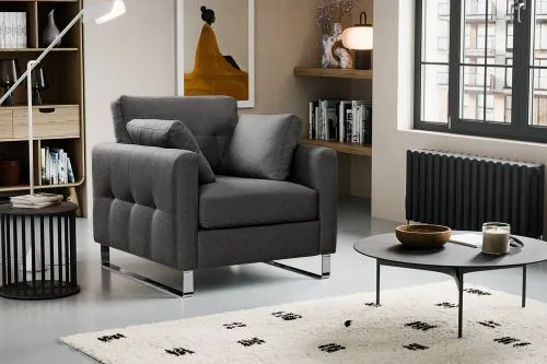 1,5-Sitzer Polstersofa Hera | 93cm | Flachgewebe | grau