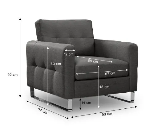 1,5-Sitzer Polstersofa Hera | 93cm | Flachgewebe | grau