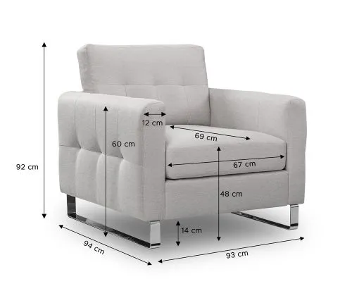 1,5-Sitzer Polstersofa Hera | 93cm | Flachgewebe | hellgrau