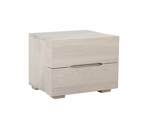 Nachttisch Lotus | mit 2 Schubkästen | Wildeiche massiv | weiß geölt
