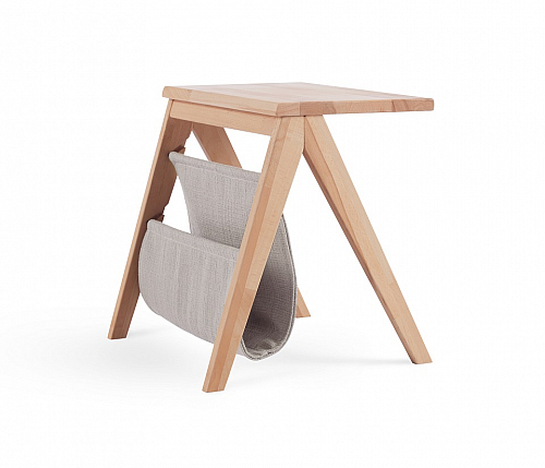 Nachttisch Aster | Kernbuche massiv | mit Stofftasche in perlweiß