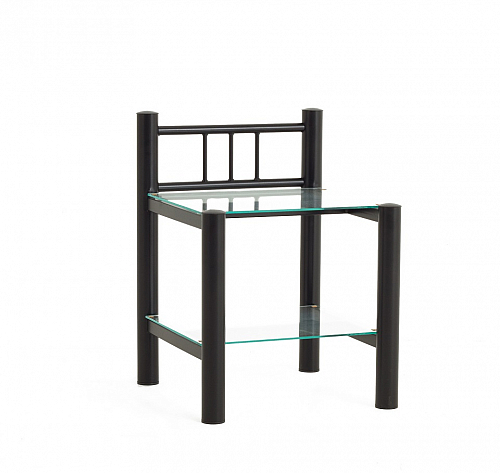 Nachttisch Iris | Metall | mit Glasplatte | Schwarz struktur