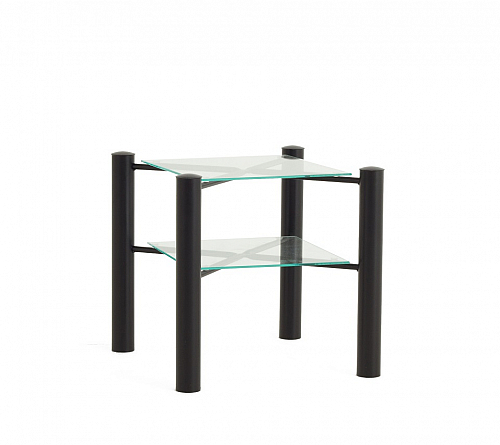 Nachttisch Iris | Metall | mit Glasplatte | Schwarz struktur