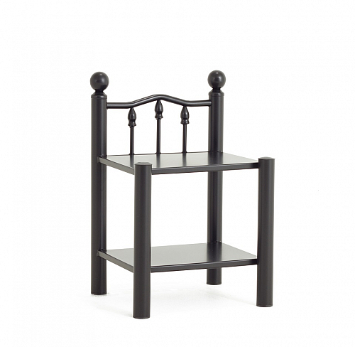 Nachttisch Iris | Metall | mit Ablage | Schwarz struktur