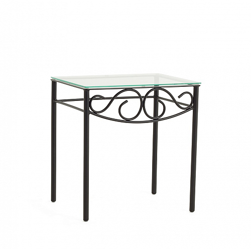 Nachttisch Iris | Metall | mit Glasplatte | Schwarz struktur