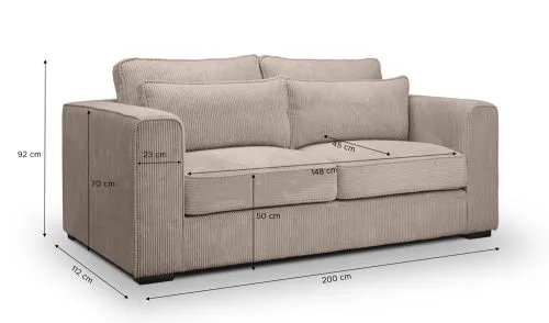 2,5-Sitzer Polstersofa Almera | 200cm | Cordstoff | beige-braun