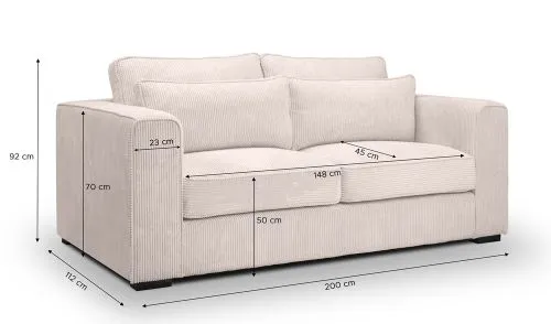 2,5-Sitzer Polstersofa Almera | 200cm | Cordstoff | grau-beige