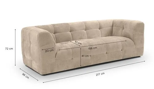 2,5-Sitzer Polstersofa Tenso | 217cm | Strukturstoff | beige