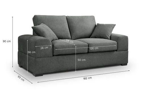 2-Sitzer Polstersofa Veda | 182cm | Strukturstoff | grau