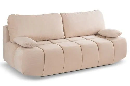 2-Sitzer Schlafsofa Lauder mit Bettkasten | 207cm | Cord | beige