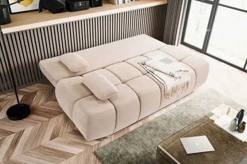 2-Sitzer Schlafsofa Lauder mit Bettkasten | 207cm | Cord | beige