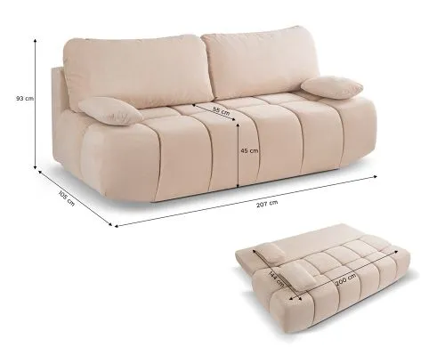 2-Sitzer Schlafsofa Lauder mit Bettkasten | 207cm | Cord | beige