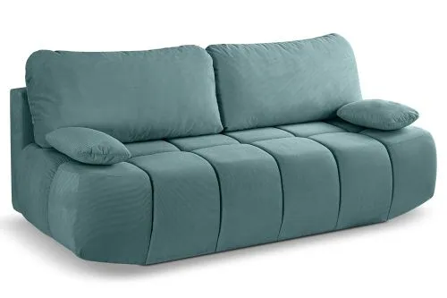 2-Sitzer Schlafsofa Lauder mit Bettkasten | 207cm | Cord | mint-blau