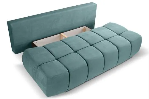 2-Sitzer Schlafsofa Lauder mit Bettkasten | 207cm | Cord | mint-blau