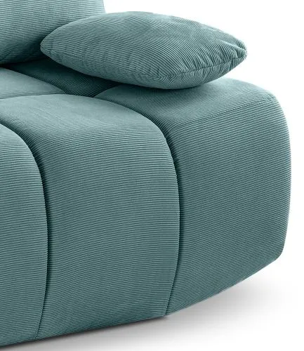 2-Sitzer Schlafsofa Lauder mit Bettkasten | 207cm | Cord | mint-blau