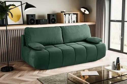 2-Sitzer Schlafsofa Lauder mit Bettkasten | 207cm | Cord | smaragdgrün