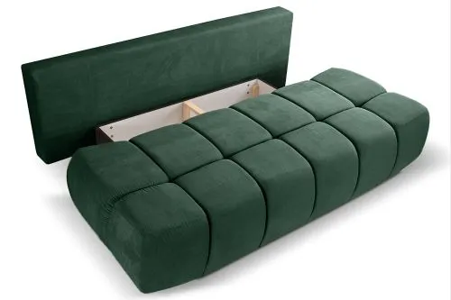 2-Sitzer Schlafsofa Lauder mit Bettkasten | 207cm | Cord | smaragdgrün