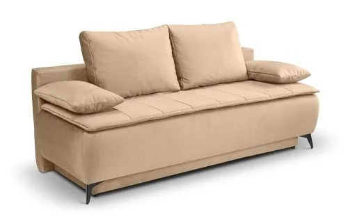 2-Sitzer Schlafsofa Sendi mit Bettkasten | 210cm | Velourstoff | braun-beige