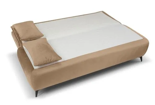 2-Sitzer Schlafsofa Sendi mit Bettkasten | 210cm | Velourstoff | braun-beige