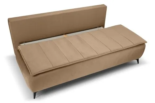 2-Sitzer Schlafsofa Sendi mit Bettkasten | 210cm | Velourstoff | braun-beige
