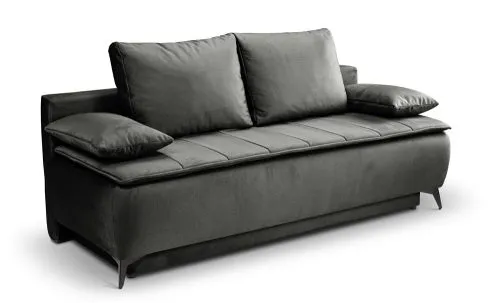 2-Sitzer Schlafsofa Sendi mit Bettkasten | 210cm | Velourstoff | grau-beige