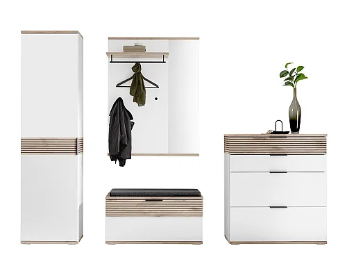 Garderoben Set Montello | Soft white / Viking Oak | 4-teilig