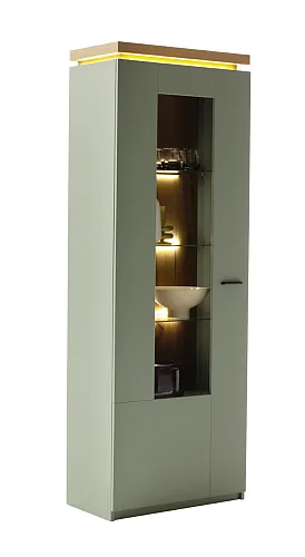 Vitrine Moniz | Salbei grün / Eiche Evoke | LED Beleuchtung
