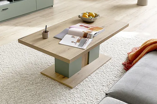 Couchtisch Moniz | Salbei grün / Eiche Evoke | 115x65