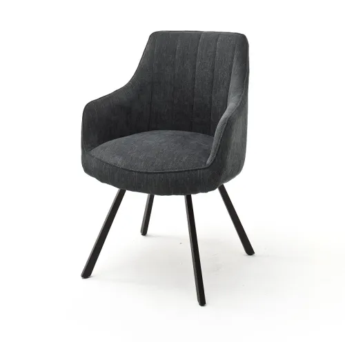 2er Set 4-Fuß Stuhl Sassello mit Armlehnen | anthrazit