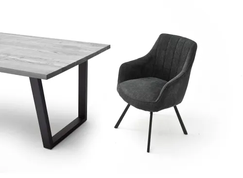 2er Set 4-Fuß Stuhl Sassello mit Armlehnen | anthrazit