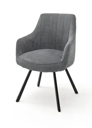 2er Set 4-Fuß Stuhl Sassello mit Armlehnen | grau