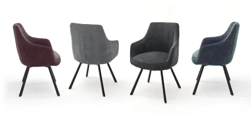 2er Set 4-Fuß Stuhl Sassello mit Armlehnen | grau