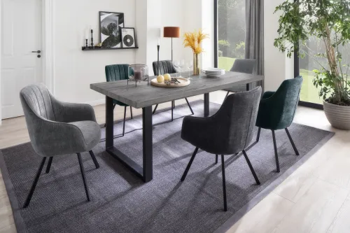 2er Set 4-Fuß Stuhl Sassello mit Armlehnen | grau