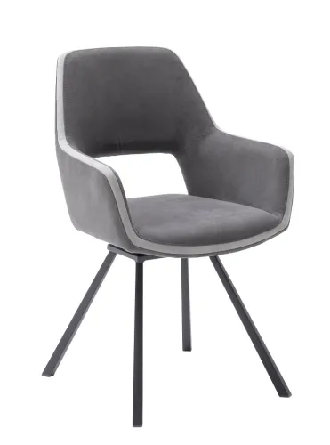 2er Set Armlehnstuhl Bayonne | Webstoff | drehbar | dunkelgrau