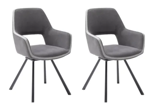 2er Set Armlehnstuhl Bayonne | Webstoff | drehbar | dunkelgrau