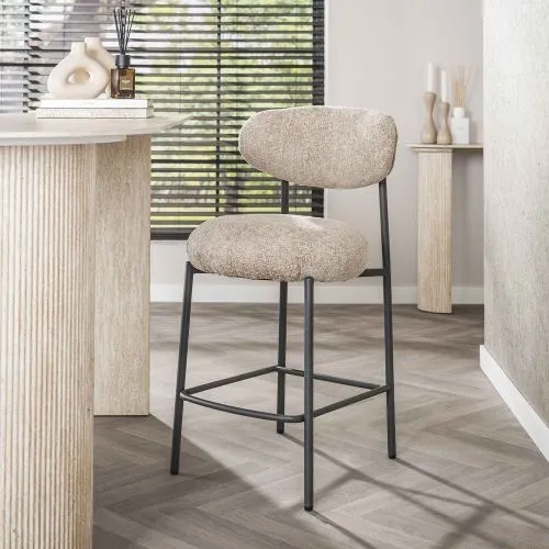 2er Set Barhocker Elysia | Cargo Stoff / Strukturgewebe | Sand