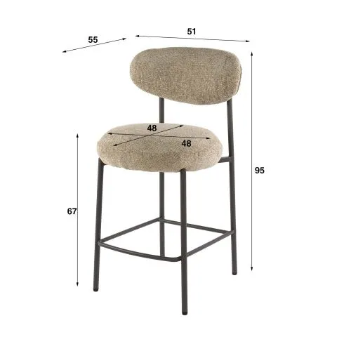 2er Set Barhocker Elysia | Cargo Stoff / Strukturgewebe | Sand