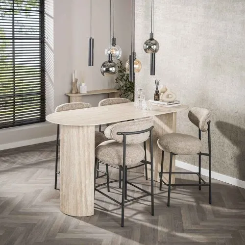 2er Set Barhocker Elysia | Cargo Stoff / Strukturgewebe | Sand
