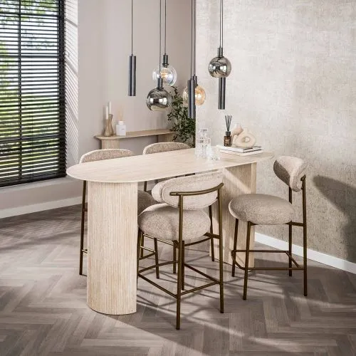 2er Set Barhocker Elysia | Cargo Stoff / Strukturgewebe | sand-braun