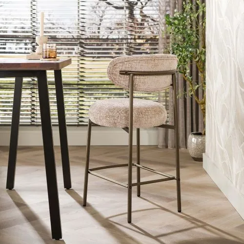 2er Set Barhocker Elysia | Monti Stoff / Strukturgewebe | sand-braun