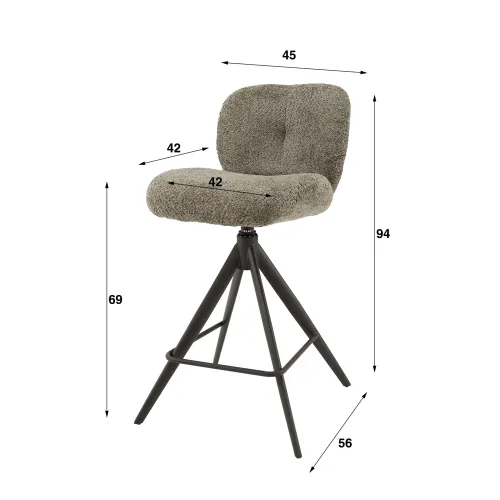 2er Set Barhocker Thoia | drehbar | Boucle Stoff | taupe