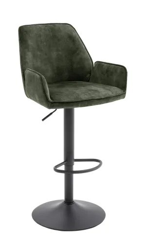 2er Set Barstuhl Ottawa | mit Armlehnen | Samt | drehbar | olive