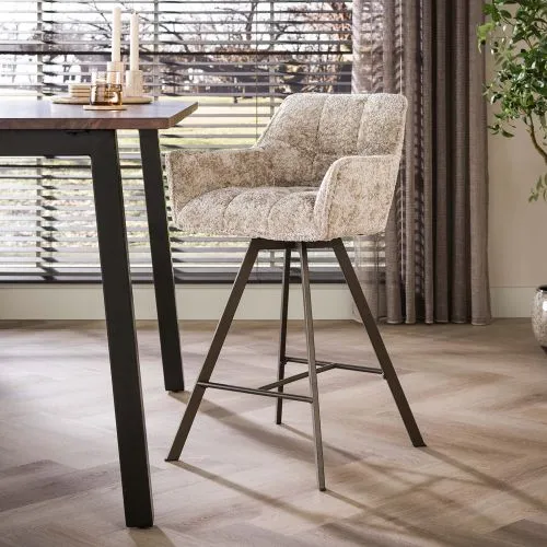 2er Set Barstuhl Toik | drehbar | Alura Stoff / Webstoff | sand-braun