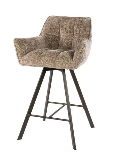 2er Set Barstuhl Toik | drehbar | Hoven Stoff / Chenille | champagne-braun