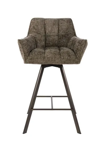 2er Set Barstuhl Toik | drehbar | Hoven Stoff / Chenille | taupe-braun