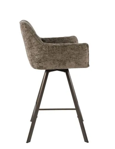 2er Set Barstuhl Toik | drehbar | Hoven Stoff / Chenille | taupe-braun